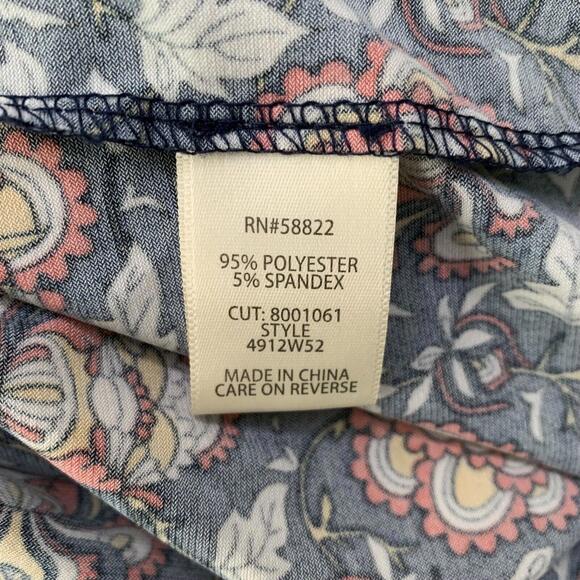 Max Studio - Navy blue floral short sleeve bateau neck stretch sheath dress, XS - Picture 6 of 6